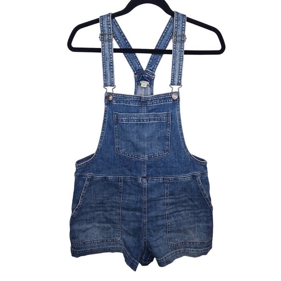 Aerie Werk & Play Denim Shortalls Embroidered Floral S Bib Overall Shorts Boho - Picture 1 of 11